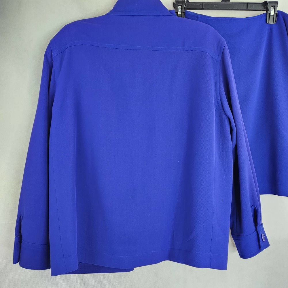 Linda Allard Ellen Tracy Skirt Suit Zip Front Blazer Jacket Blue Size 8 - Picture 6 of 11
